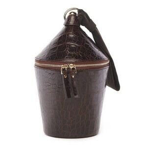 Staud Women's Minnow Croc-effect Leather And Suede Tote in Brown